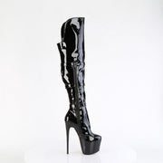 Pleaser JUBILANT-3018 Platform Knee High Boot (Black Stretch Patent)