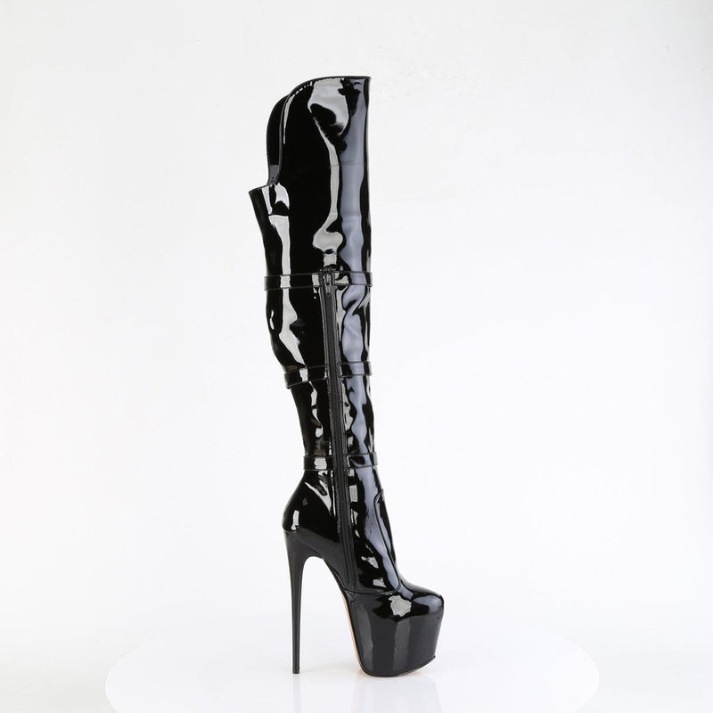 Pleaser JUBILANT-3018 Platform Knee High Boot (Black Stretch Patent)