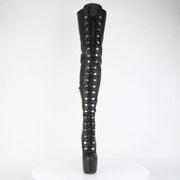 Pleaser JUBILANT-4012 Platform Crotch High Boot (Black Stretch Faux Leather)