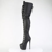 Pleaser JUBILANT-4012 Platform Crotch High Boot (Black Stretch Faux Leather)