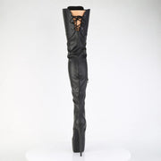 Pleaser JUBILANT-4012 Platform Crotch High Boot (Black Stretch Faux Leather)