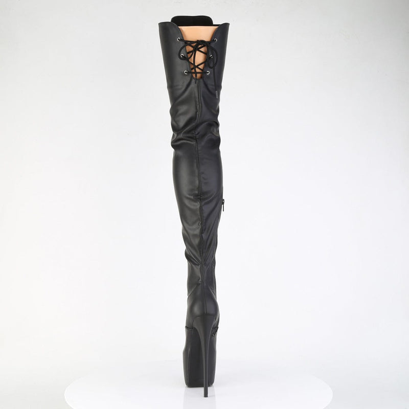 Pleaser JUBILANT-4012 Platform Crotch High Boot (Black Stretch Faux Leather)