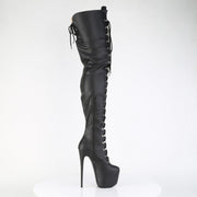 Pleaser JUBILANT-4012 Platform Crotch High Boot (Black Stretch Faux Leather)