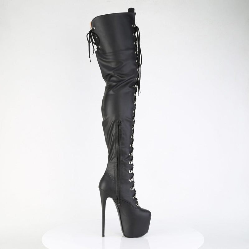 Pleaser JUBILANT-4012 Platform Crotch High Boot (Black Stretch Faux Leather)