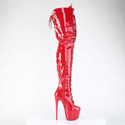 Pleaser JUBILANT-4012 Platform Crotch High Boot (Red Stretch Patent)