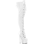 Pleaser JUBILANT-4012 Platform Crotch High Boot (White Stretch Patent)