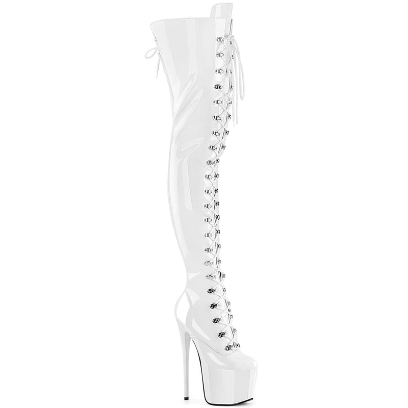 Pleaser JUBILANT-4012 Platform Crotch High Boot (White Stretch Patent)
