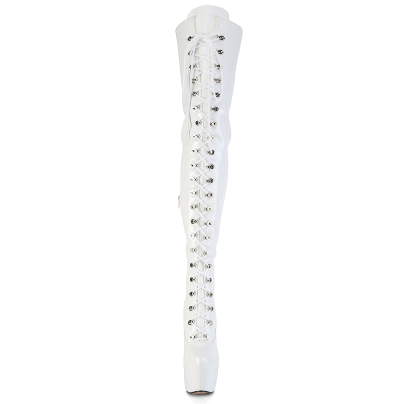 Pleaser JUBILANT-4012 Platform Crotch High Boot (White Stretch Patent)