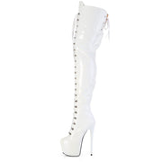 Pleaser JUBILANT-4012 Platform Crotch High Boot (White Stretch Patent)