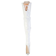 Pleaser JUBILANT-4012 Platform Crotch High Boot (White Stretch Patent)