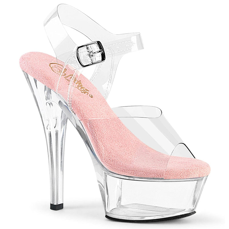 Pleaser KISS-208 Platform Sandal (Clear-Baby Pink/Clear)