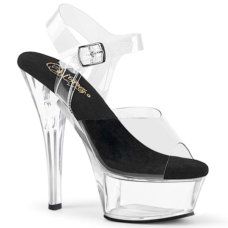 Pleaser KISS-208 Platform Sandal (Clear-Black/Clear)