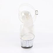 Pleaser KISS-208RSI Platform Sandal (Clear/Clear-Silver AB Rhinestone)