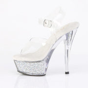 Pleaser KISS-208RSI Platform Sandal (Clear/Clear-Silver AB Rhinestone)