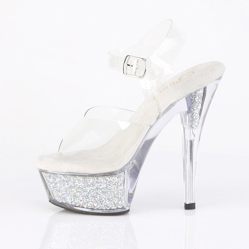 Pleaser KISS-208RSI Platform Sandal (Clear/Clear-Silver AB Rhinestone)
