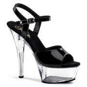 Pleaser KISS-209 Platform Sandal (Black Patent/Clear) 5