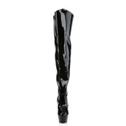 Pleaser KISS-3010 Platform Thigh High Boot (Black Patent/Black)