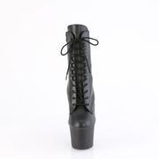 Pleaser KNUCKS-1020 Platform Ankle Boot (Black Faux Le/Black Matte)