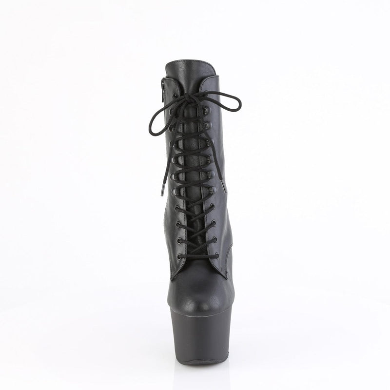 Pleaser KNUCKS-1020 Platform Ankle Boot (Black Faux Le/Black Matte)