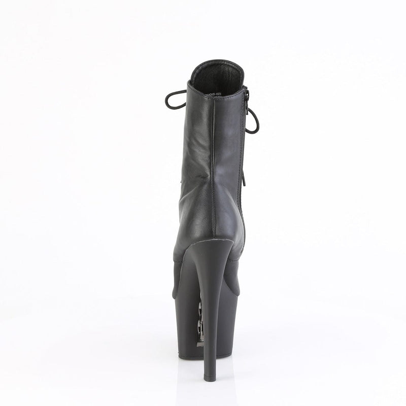 Pleaser KNUCKS-1020 Platform Ankle Boot (Black Faux Le/Black Matte)