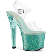 Pleaser LOVESICK-708SG Platform Sandal (Clear/Aqua multi Iridescent Glitters) 5