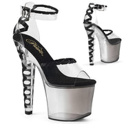 Pleaser LOVESICK-712T Platform Sandal (Clear-Black/Faded Black)