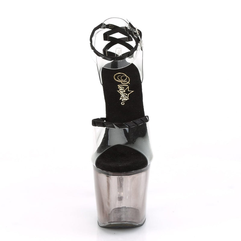 Pleaser LOVESICK-712T Platform Sandal (Clear-Black/Faded Black)