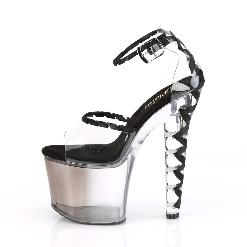 Pleaser LOVESICK-712T Platform Sandal (Clear-Black/Faded Black)