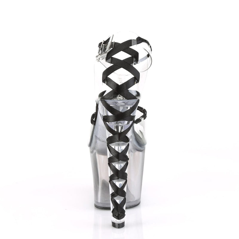 Pleaser LOVESICK-712T Platform Sandal (Clear-Black/Faded Black)