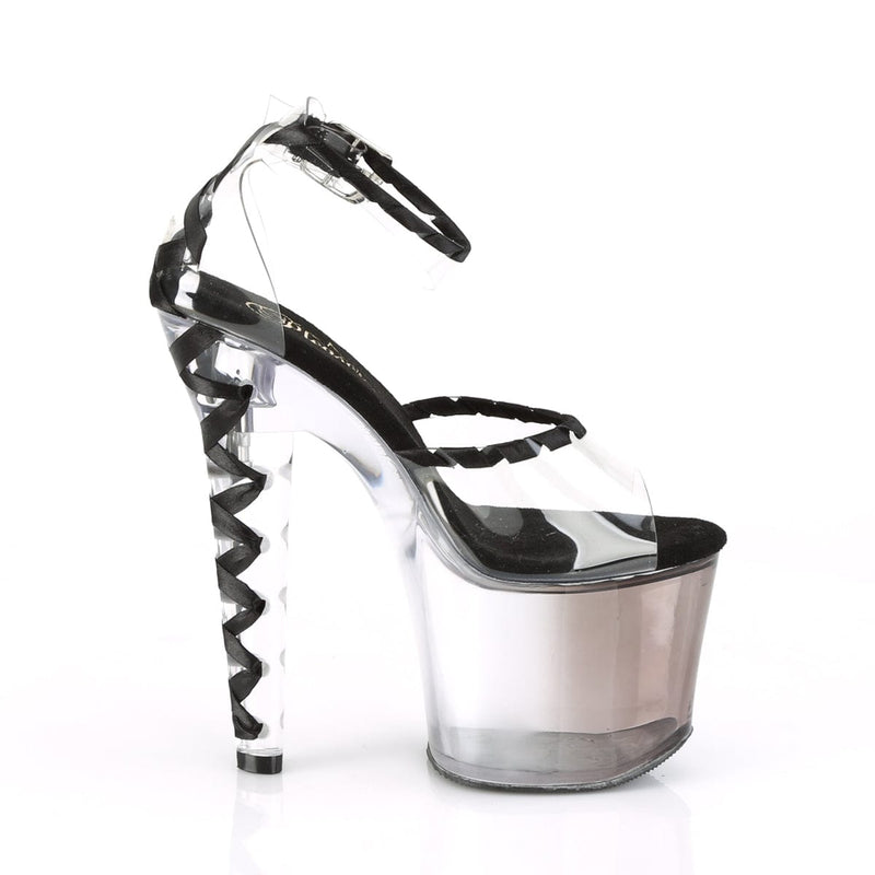 Pleaser LOVESICK-712T Platform Sandal (Clear-Black/Faded Black)