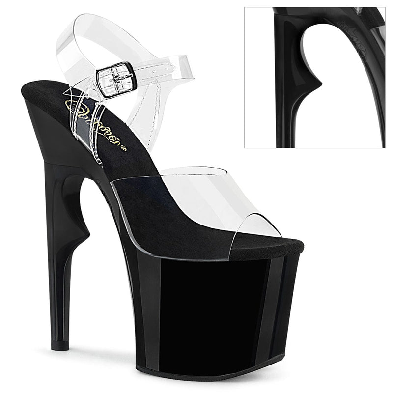 Pleaser LOVETHORN-708 Platform Sandal (Clear/Black)