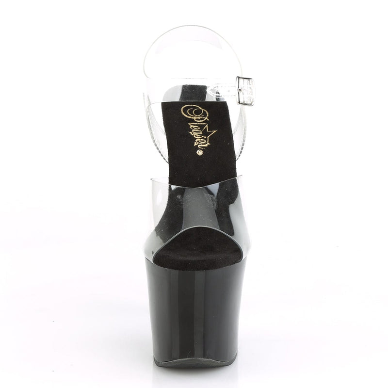 Pleaser LOVETHORN-708 Platform Sandal (Clear/Black)