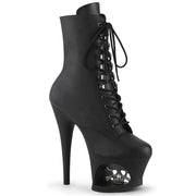 Pleaser MOON-1020SK Platform Ankle Boot (Black Faux Leather/Black-Pewter) 5