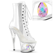 Pleaser MOON-1021C-DIA Platform Ankle Boot (Clear/Clear) 5