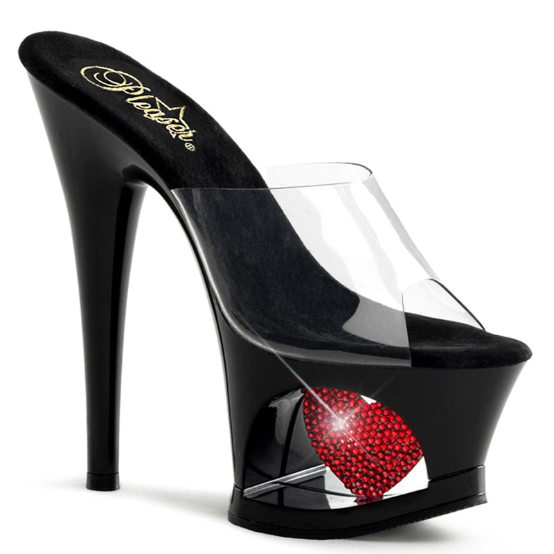 Pleaser MOON-701HRS Platform Slide (Clear/Black-Red)