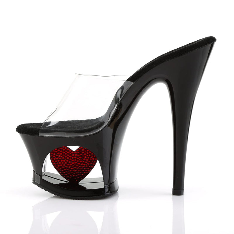 Pleaser MOON-701HRS Platform Slide (Clear/Black-Red)