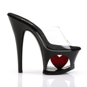 Pleaser MOON-701HRS Platform Slide (Clear/Black-Red)
