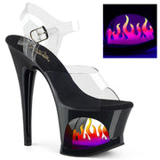 Pleaser MOON-708FLM Platform Sandal (Clear/Black-Ombre)