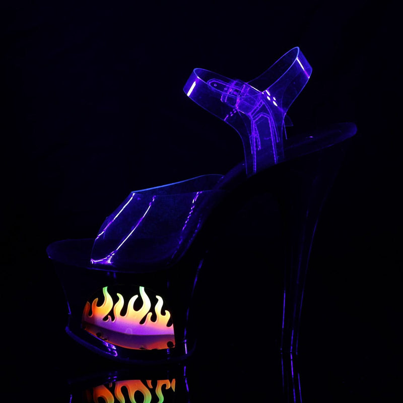 Pleaser MOON-708FLM Platform Sandal (Clear/Black-Ombre)