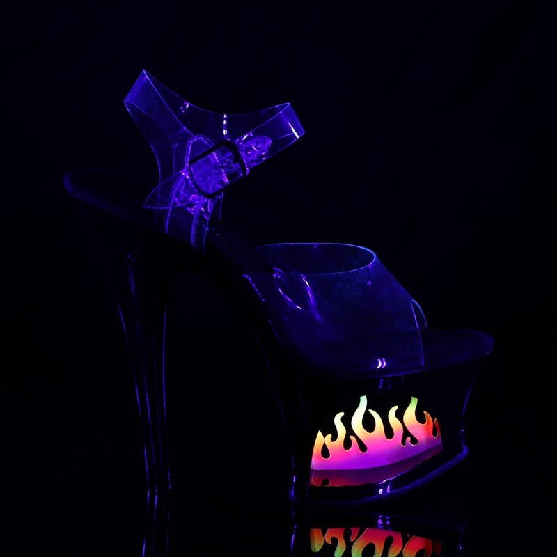 Pleaser MOON-708FLM Platform Sandal (Clear/Black-Ombre)