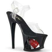 Pleaser MOON-708HRS Platform Sandal (Clear/Black-Red)