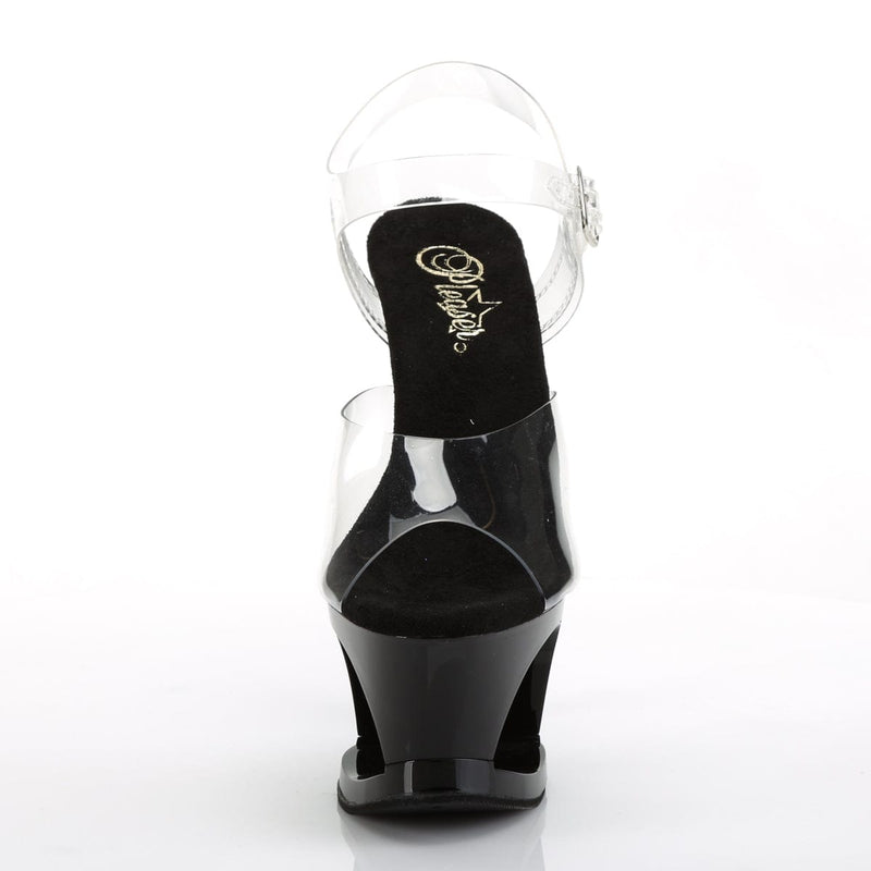 Pleaser MOON-708HRS Platform Sandal (Clear/Black-Red)