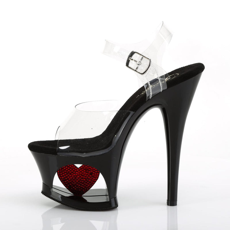 Pleaser MOON-708HRS Platform Sandal (Clear/Black-Red)