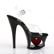 Pleaser MOON-708HRS Platform Sandal (Clear/Black-Red)