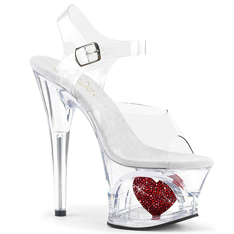 Pleaser MOON-708HRS Platform Sandal (Clear/Clear-Red)