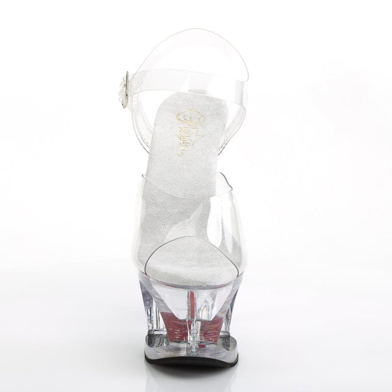 Pleaser MOON-708HRS Platform Sandal (Clear/Clear-Red)