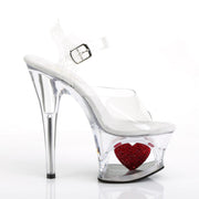 Pleaser MOON-708HRS Platform Sandal (Clear/Clear-Red)
