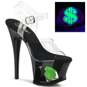 Pleaser MOON-708USD Platform Sandal (Clear/Black-Neon Green) 5