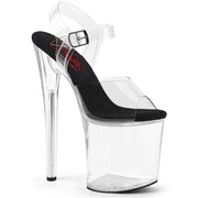 Pleaser NAUGHTY-808 Platform Sandal (Clear-Black/Clear) 5
