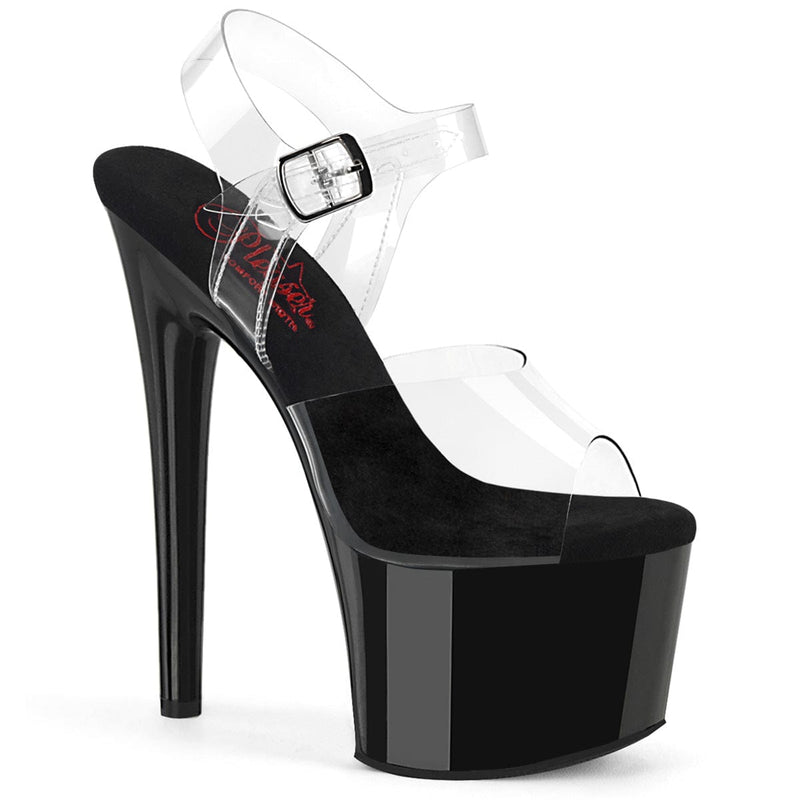 Pleaser PASSION-708 Platform Sandal (Clear/Black) 5